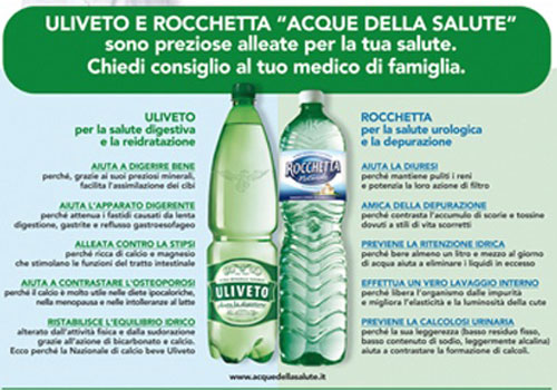 “ACQUE DELLA SALUTE”: SANZIONATA DAL GIURI’ LA PUBBLICITA’ DI ULIVETO E ROCCHETTA